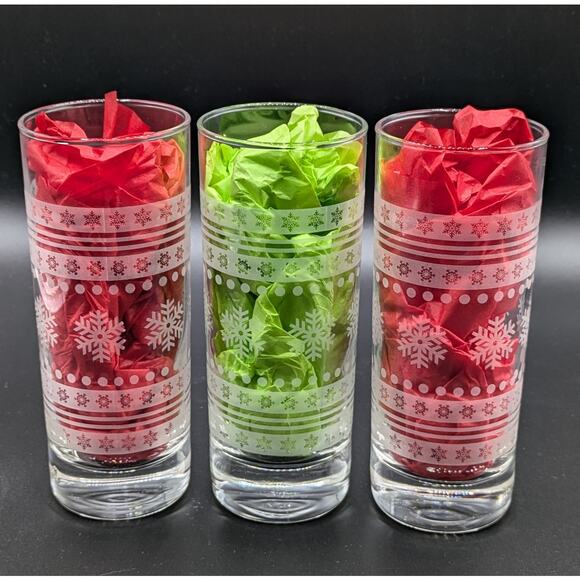 Jack Daniels Highball Glasses Set of 3 Snowflake Sweater Etched 10oz 6" Holiday - Picture 2 of 5